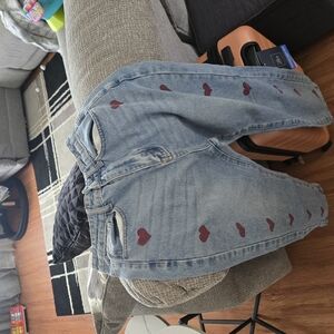 Blue Jeans with Red Heart Accents
